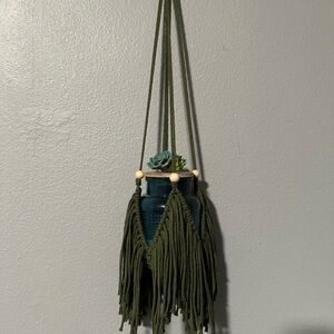 Green Macrame Plant Hanger